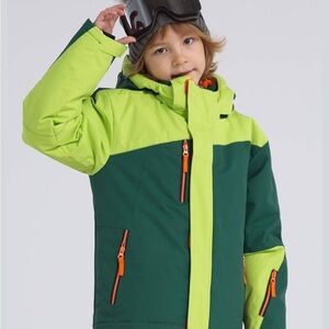 Kids green, neon and orange ski jacket // youth 12-14 (cm158-164)